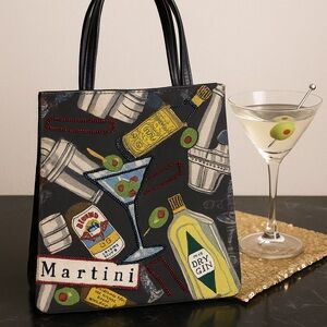 Prezzo Beaded Martini Cocktail Handbag Tote – Novelty Bar Theme,